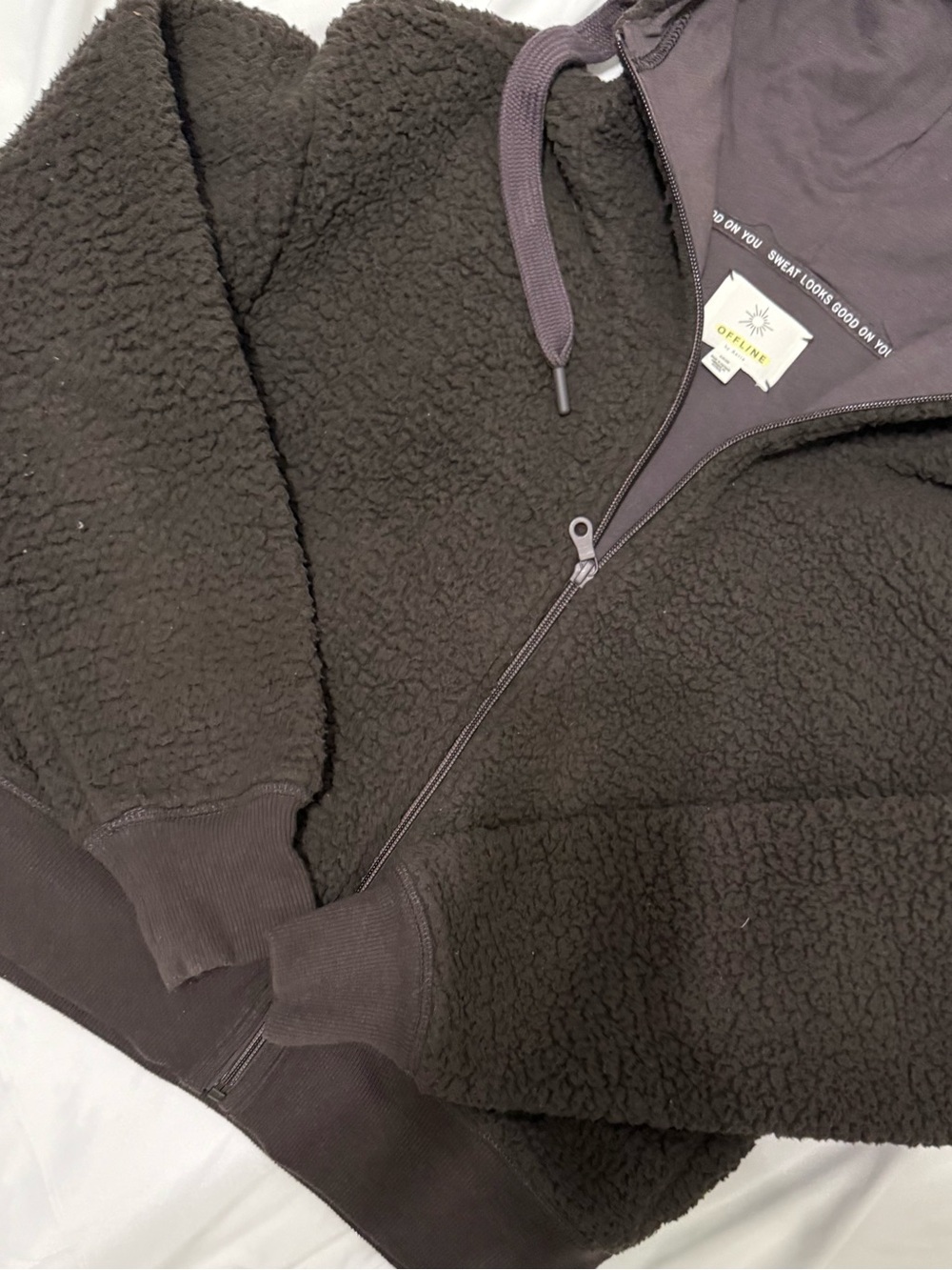 Cozy Sherpa Zip Hoodie Jacket - Dark Brown